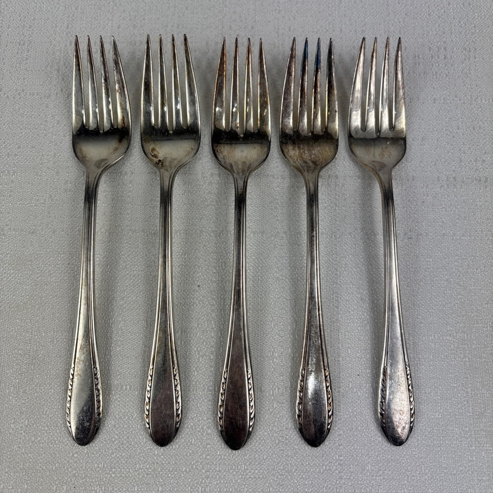 Vintage International Silver Holmes & Edward's FIRST LADY Salad Forks‎ Set Of 5